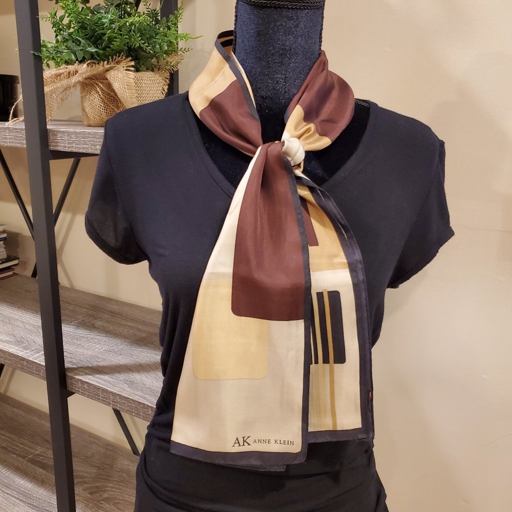 Anne Klein Striped Silk Scarf